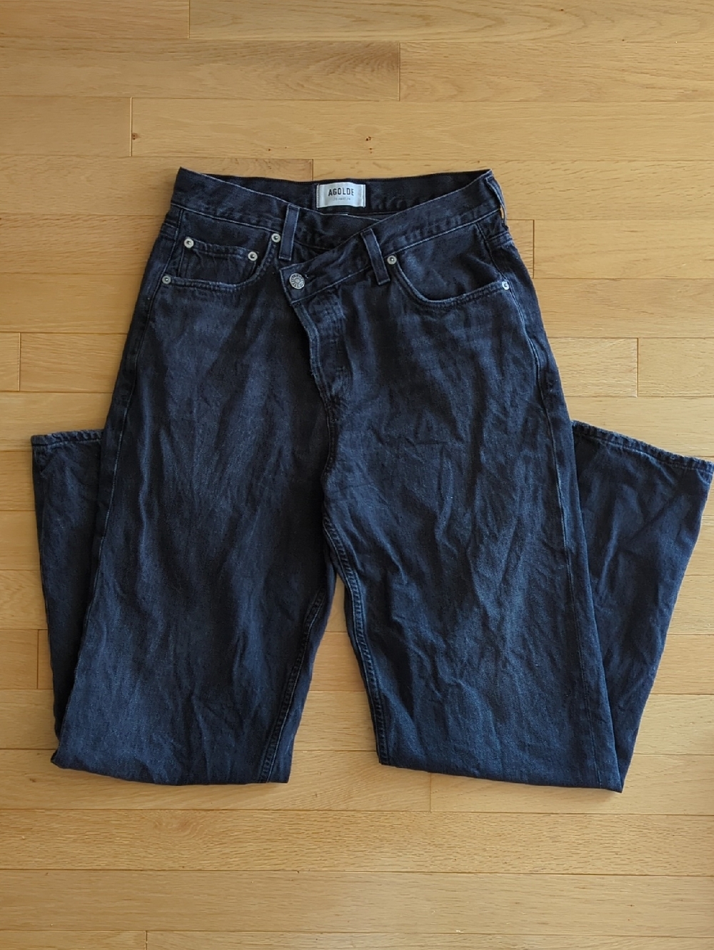 Agolde Criss Cross Straight Leg Jean - Black Wash Denim (Savage)